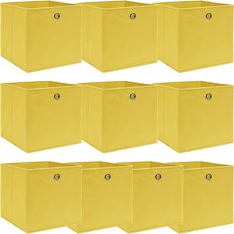 vidaXL Vidaxl - Cajas De Almacenaje 10 Uds Tela Amarillo 32x32x32 Cm