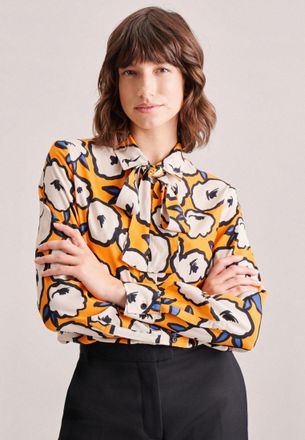 Seidensticker Schluppenbluse SEIDENSTICKER Schwarze Rose, Damen, Gr. S(36), orange, 100% Viskose, gemustert, regular fit, ohne Ausschnitt, Blusen Schluppenbluse, La