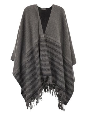 PESERICO fringed cape - women - Virgin Wool/Cashmere/Polyester/Mohair/Acetate/Polyamide/Viscose - OS - Grey