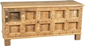 Biscottini International Cassapanca Baule con Seduta in Legno Contenitore Cesto Antico da Ingresso