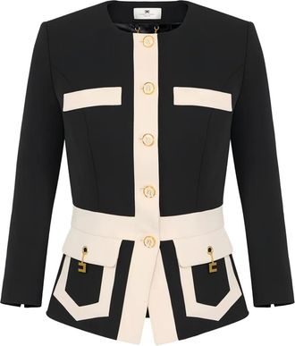 Elisabetta Franchi colour-blocking button jacket - Black