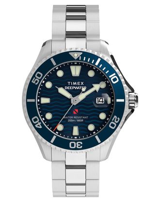 Timex Deep Water Meridian Mens Silver Watch TW2W81900 Stainless Steel - One Size