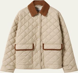 Miu Miu Suede-Trim Quilted Barn Jacket