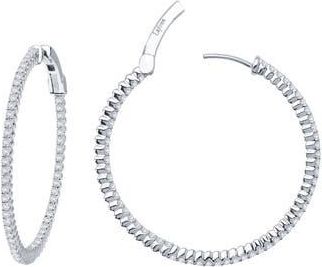 Lafonn Simulated Diamond Inside Out Hoop Earrings in Silver at Nordstrom Rack