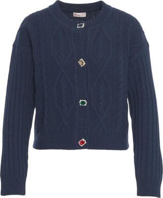 Liu Jo Truien & Vesten, Dames, Blauw, S, Wol, Cable Knit Cardigan