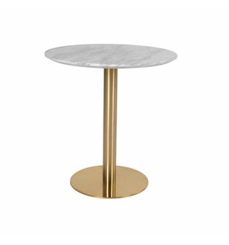 Moloo Mesa de comedor 2 personas &oslash;70 acabado en m&aacute;rmol y lat&oacute;n