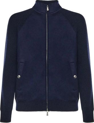 Eleventy Full Zip Jacket Blue Light Gray