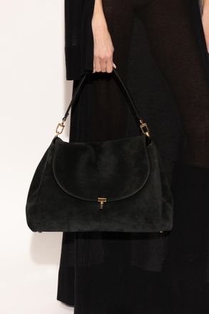 Toteme Suede Shoulder Bag, Womens, Black