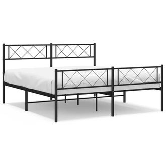 Berkfield Home Metal Bed Frame with Headboard & Footboard Black 135x190 cm Double