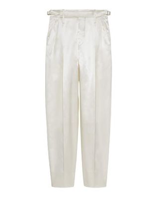 Gucci White Satin Tailored Trousers Size S
