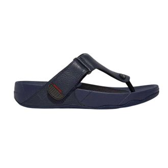 FitFlop Heren Leren Teen Post Platte Sandalen (Marine)