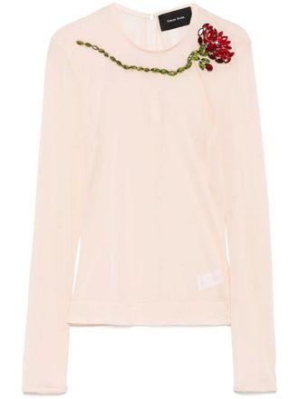 Simone Rocha mesh top - women - Viscose - 14 - Neutrals