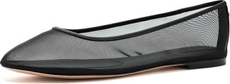 Lauren Ralph Lauren Jayna Leather-Trim Mesh Flats Womens Flat Shoes Black : 7.5 B - Medium, Textile