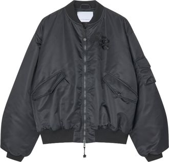 Cecilie Bahnsen Technical Nylon Bomber Jacket With Decorative Embroidery