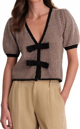 525 america Elaine Puff Sleeve Tie Front Cardigan In Sea Salt Multi