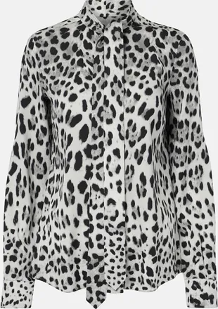 Dolce & Gabbana Camicia in misto seta con stampa leopardata
