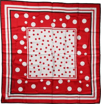 Dolce & Gabbana Red Polka Dot Print Silk Square Foulard Womens Scarf (Pre-Owned)