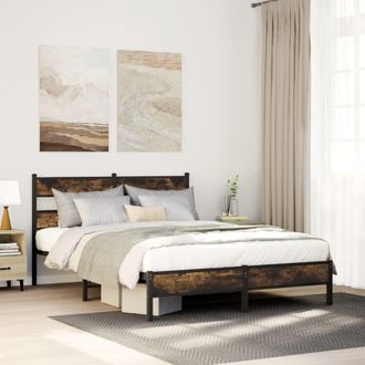 Berkfield Home Bed Frame without Mattress with Headboard Sonoma Oak 160x200 cm in Brown