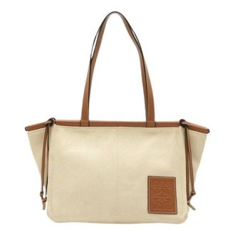 Loewe Pre-owned Cushion Canvas Leather Tote Bag - Dames - Pre-owned - Beige - Maat: ONE Size Leer
