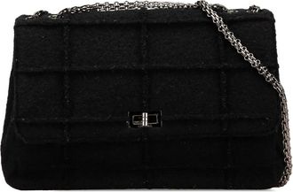 Chanel Borsa a spalla Jumbo Reissue 2.55 Choco Bar in lana e feltro con battente Identification 1997-1999 - Nero