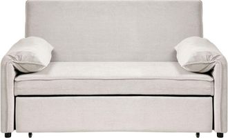 Beliani Sof&aacute; Tapizado De Tela De 2 Plazas Con Funci&oacute;n De Cama Para 2 Personas Blanco Crema Horma