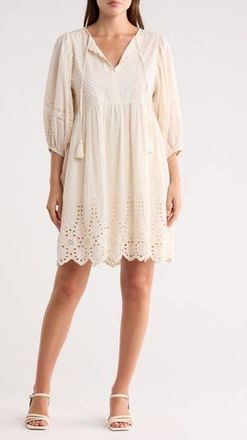 Lovestitch Mixed Media Minidress in Natural/Red at Nordstrom Rack, Size Medium