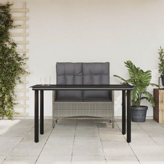 vidaXL Juego De Comedor Jard&iacute;n 2 Pzas Con Cojines Rat&aacute;n Sint&eacute;tico Gris Vidaxl