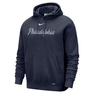 Nike Philadelphia 76ers City Edition Nike Mens Basketball Club Pull-Over Hoodie in Blue | HQ5558-419