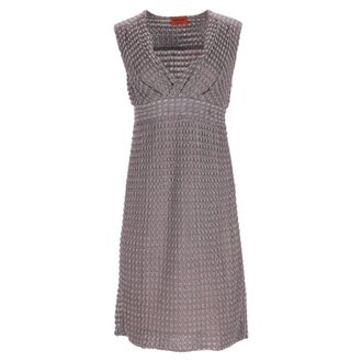 Missoni Missoni gebreide mini-jurk met diepe halslijn in bruine viscose