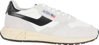 Autry White Reelwind Low Side-Logo Suede Sneakers
