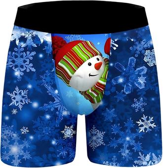 Generic Christmas Boxers Men Shorts Mens Xmas Funny Christmas Print Boxer Shorts Novelty Holiday Stretch Briefs Santa Deer Socks Pattern Underwear Trunks Unde