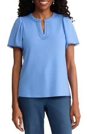 Jones New York Split Neck Top in Blue Horizon at Nordstrom, Size X-Large