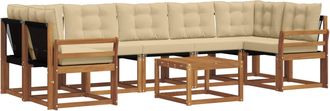 vidaXL Conjunto De Sof&aacute;s De Exterior 8 Uds. Natural Y Beige Vidaxl