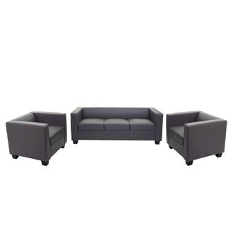 Hhg 3-1-1 Conjunto Sof&aacute; Conjunto Sof&aacute; Lounge Lille, Polipiel, Gris Oscuro