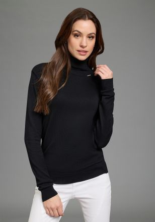 Bruno Banani Rollkragenpullover BRUNO BANANI, Damen, Gr. 32/34, schwarz, Feinstrick, Obermaterial: 70% Viskose, 30% Polyamid, clean, unifarben, Basic, figurbetont 