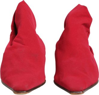Dolce & Gabbana Red Suede Ankle Boots Womens Shoes (Pre-Owned)