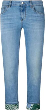 Liu Jo Cropped denim jeans met bandana manchet - Dames - Cropped Jeans - Blauw - W25 - Denim - Jeans