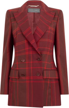 Alberta Ferretti Dubbelrijige jas met patroon - Dames - Blazers - Rood - S - Wol - Jassen