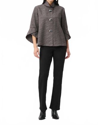 Joseph Ribkoff Geometric Jacquard Trapeze Jacket In Avocado
