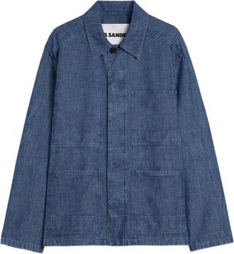 Jil Sander Overshirt in Chambray con Tasche Applicate - - Jackets - Uomo - Blu - M