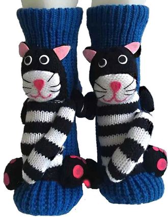 Generic 3D Happy Animals Knit Socks Novelty Unisex Floor Novelty Socks Christmas Double-layer Warm Double Sided Hand Crocheted Sock Ladies Winter WarmChristma