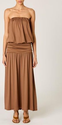 Nia La Cienega Strapless Blouson Maxi Dress in Sable at Nordstrom, Size X-Small