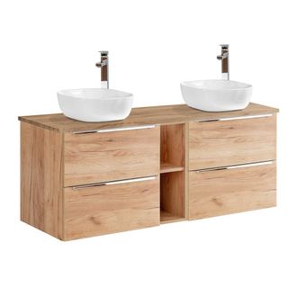 Petits Meubles Mueble lavabo 2 nichos estratificado marr&oacute;n