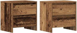vidaXL Vidaxl - Bedside Cabinet with Drawer 2 pcs Old wood 45 x 34 x 44.5 cm
