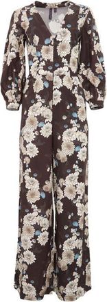Lords of Harlech Jill Stretch Tencel Jumpsuit in Serious Floral Black at Nordstrom, Size X-Large