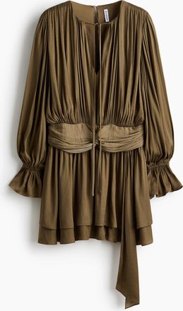 H&M Drapiertes Kleid mit Knotendetail - Beige