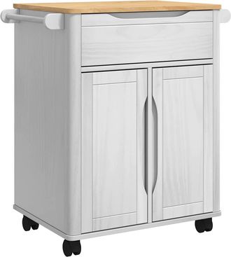 vidaXL Carro De Cocina Floro 72,5 X 45 X 80 Cm Madera De Pino Macizo Vidaxl