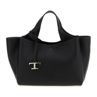 Tod's Tassen, Dames, Zwart, ONE Size, Leer, Mini Handtas van Korrelig Leer