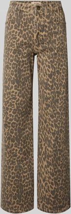 Mos Mosh Wide Fit Jeans mit Animal-Print Modell Dara Leo Pants in Beige, Gr&ouml;&szlig;e 29