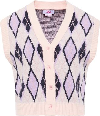 Mymo Gebreide vest Blonda Dames Roze Veelkleurig